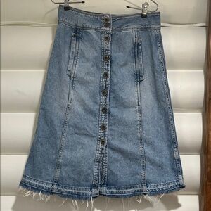 Pilcro and the Letterpress Light Blue A-Line Denim Skirt